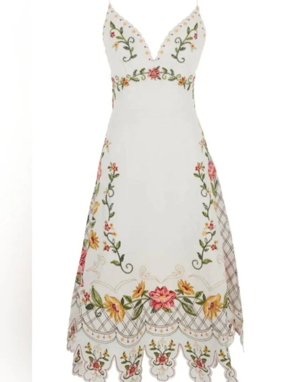 Farm Rio 100% Linen Embroidered Midi Floral Dress size M - Picture 3 of 9